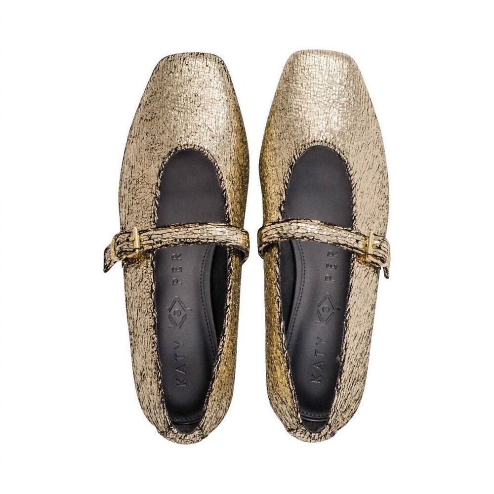 Katy Perry The Evie Mary Jane Flat Gold NEW